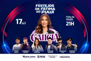Prefeitura de Picos anuncia programação dos Festejos de Fátima do Piauí com show de Galícia